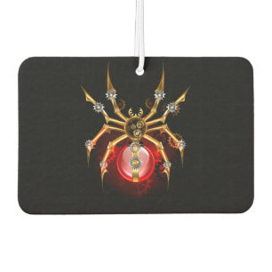 Steampunk spider on black air freshener
