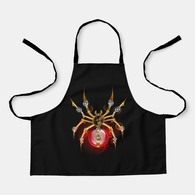 Steampunk spider on black apron (Front)