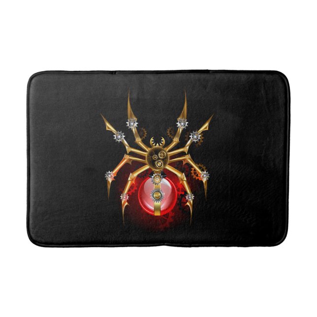 Steampunk spider on black bath mat (Front)