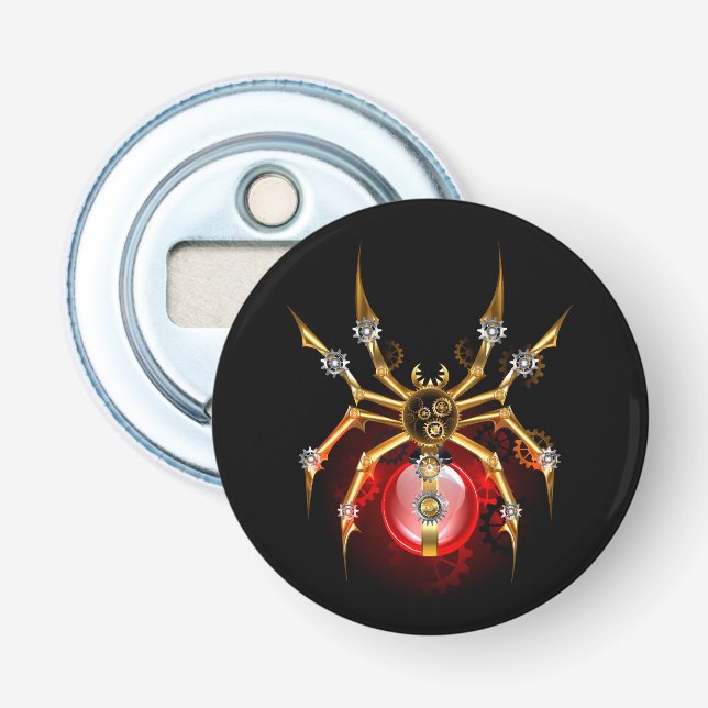 Steampunk spider on black bottle opener (Front)