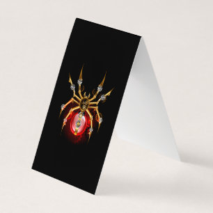Steampunk spider on black business card