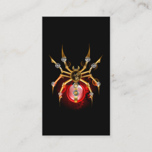 Steampunk spider on black business card