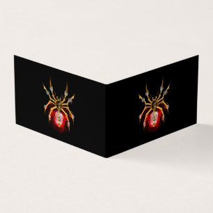 Steampunk spider on black business card
