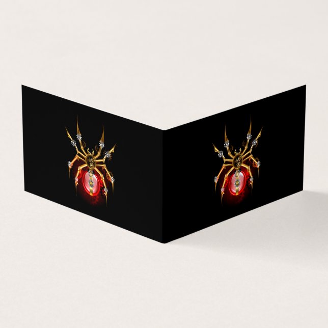 Steampunk spider on black business card (Outside)
