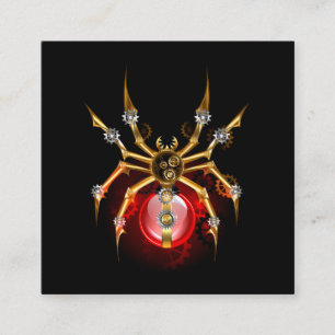 Steampunk spider on black calling card