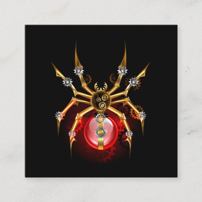 Steampunk spider on black calling card (Front)