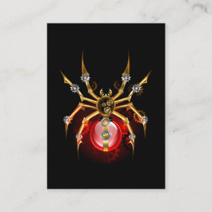 Steampunk spider on black calling card