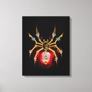 Steampunk spider on black canvas print