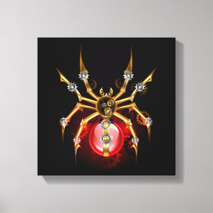 Steampunk spider on black canvas print