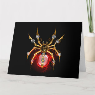 Steampunk spider on black card