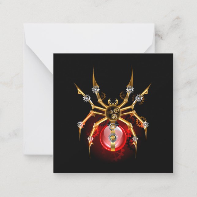 Steampunk spider on black card (Front)