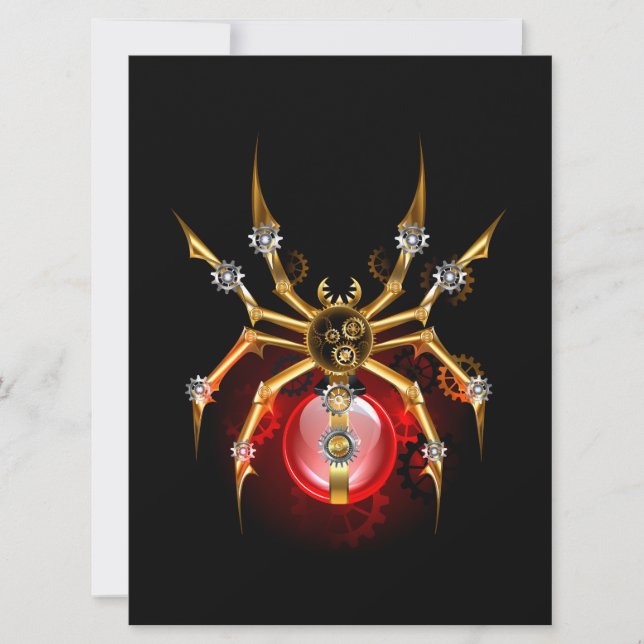 Steampunk spider on black card (Front)