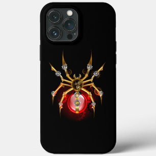 Steampunk spider on black iPhone 13 pro max case