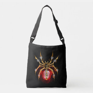 Steampunk spider on black crossbody bag