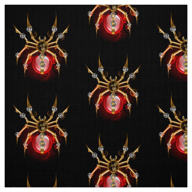 Steampunk spider on black fabric (Swatch)