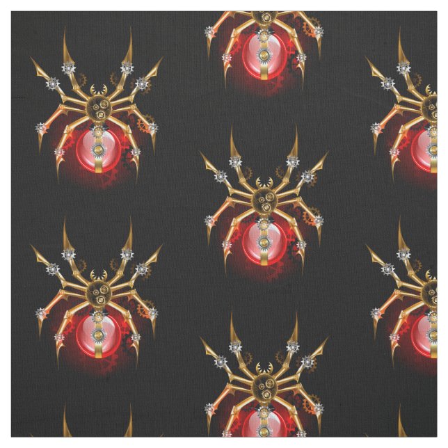 Steampunk spider on black fabric (Swatch)