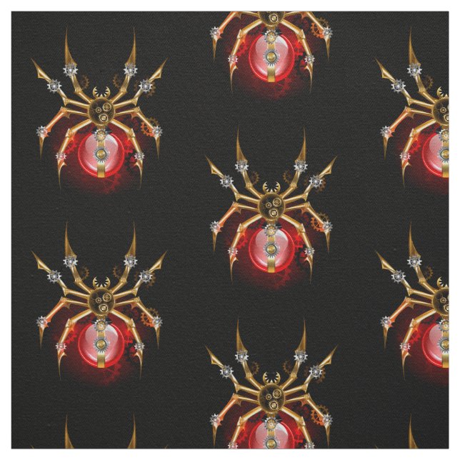 Steampunk spider on black fabric (Swatch)