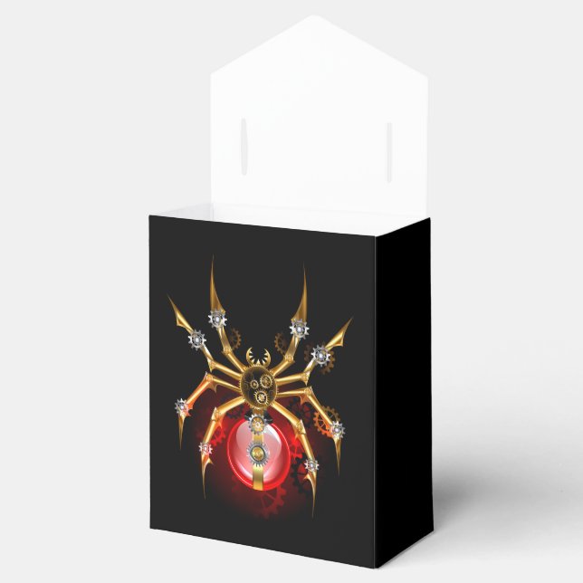 Steampunk spider on black favor box (Opened)