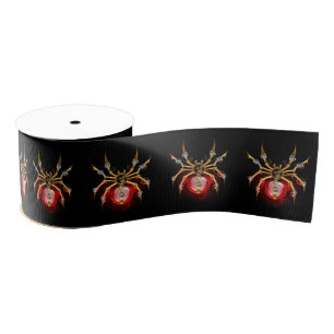 Steampunk spider on black grosgrain ribbon