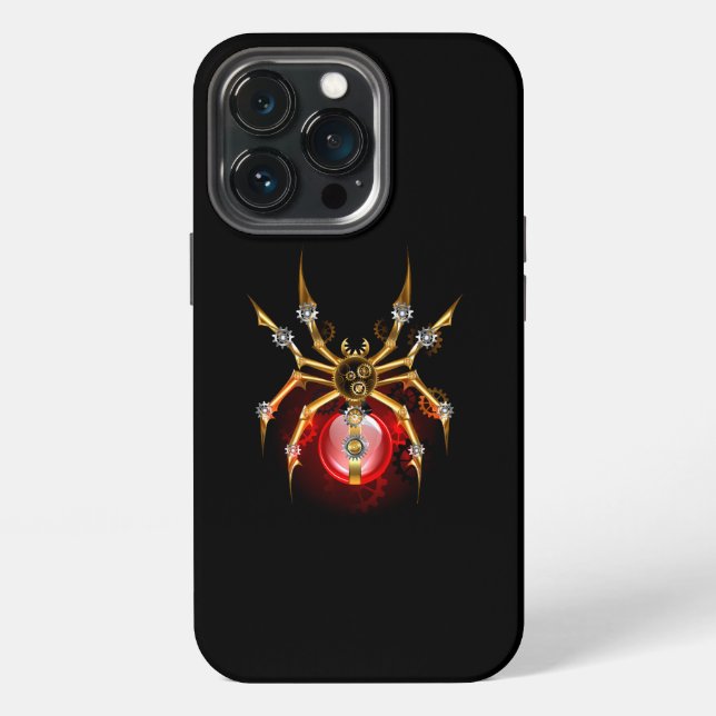 Steampunk spider on black iPhone case (Back)