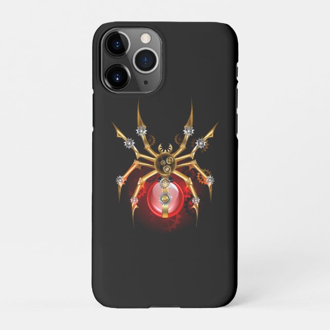 Steampunk spider on black iPhone case (Back)