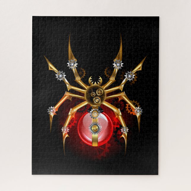 Steampunk spider on black jigsaw puzzle (Vertical)