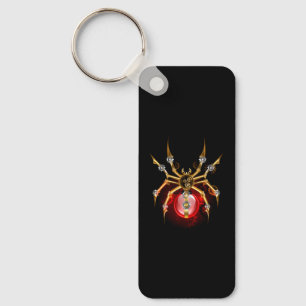 Steampunk spider on black keychain