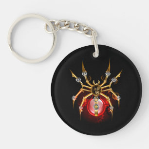 Steampunk spider on black keychain