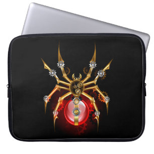 Steampunk spider on black laptop sleeve