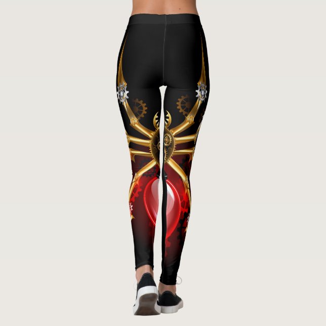 Steampunk spider on black leggings (Back)