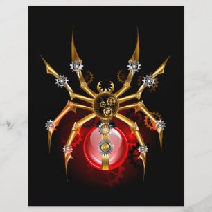 Steampunk spider on black letterhead