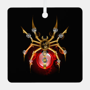Steampunk spider on black metal ornament