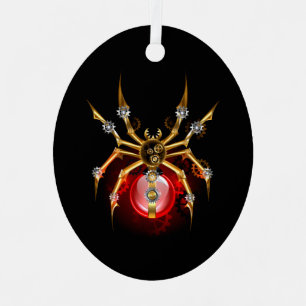 Steampunk spider on black metal ornament