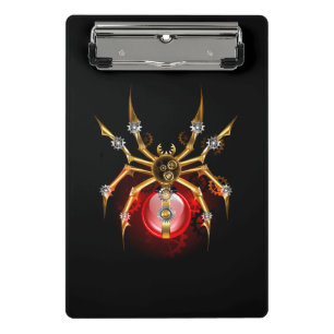 Steampunk spider on black mini clipboard