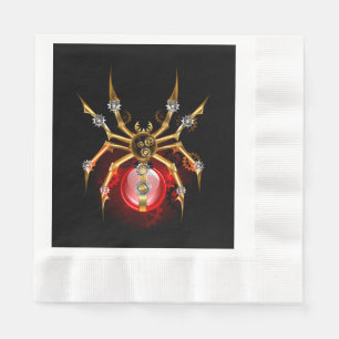 Steampunk spider on black napkin