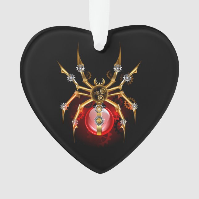 Steampunk spider on black ornament (Front)