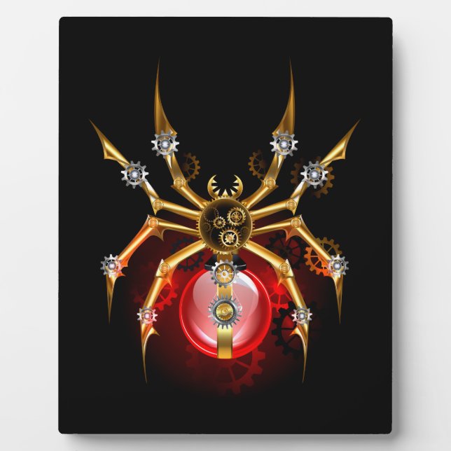 Steampunk spider on black plaque (Front)