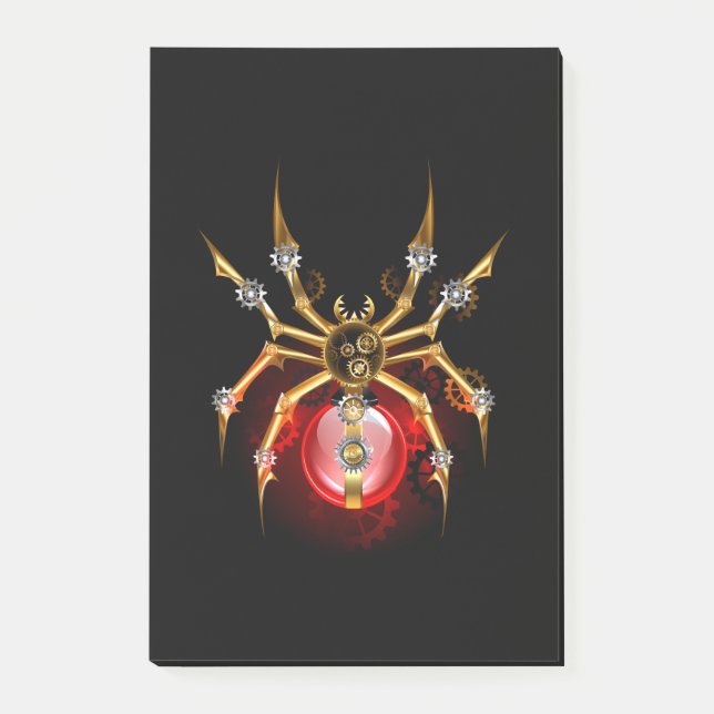 Steampunk spider on black post-it notes (Front)