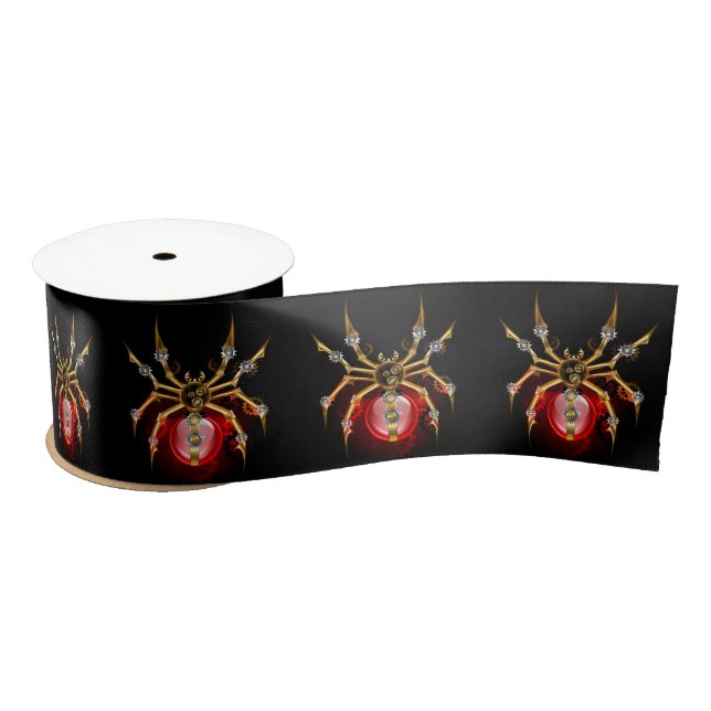 Steampunk spider on black satin ribbon (Spool)