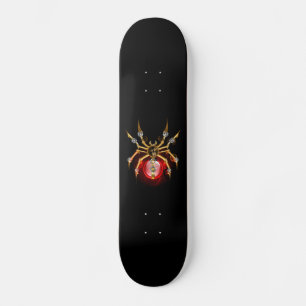 Steampunk spider on black skateboard