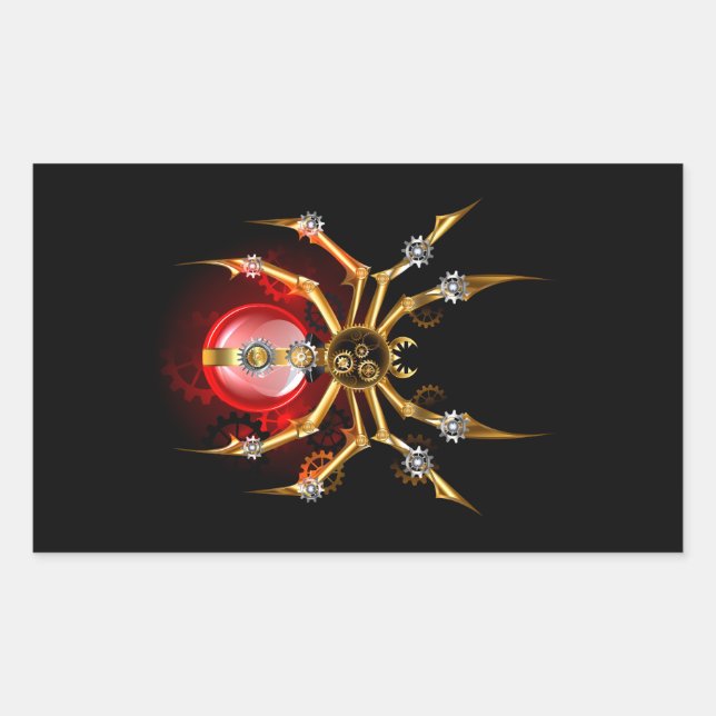 Steampunk spider on black sticker (Front)