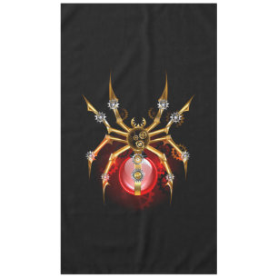 Steampunk spider on black tablecloth