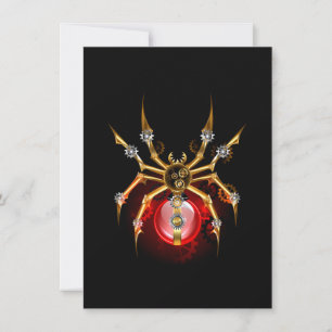 Steampunk spider on black thank you card