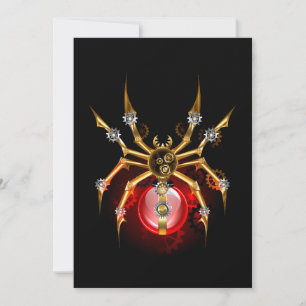 Steampunk spider on black thank you card