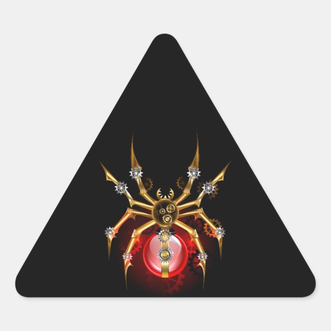 Steampunk spider on black triangle sticker (Front)