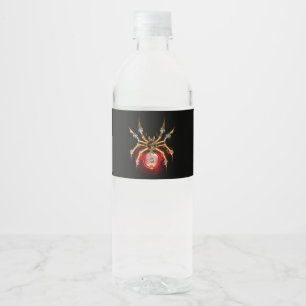 Steampunk spider on black water bottle label