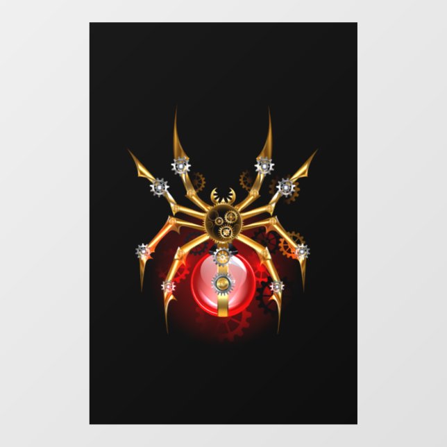 Steampunk spider on black window cling (Sheet)