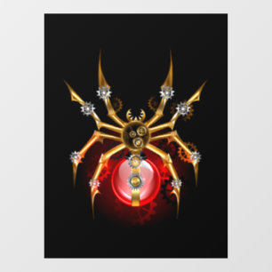 Steampunk spider on black window cling