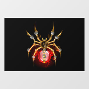 Steampunk spider on black window cling