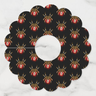 Steampunk spider on black wine glass tag